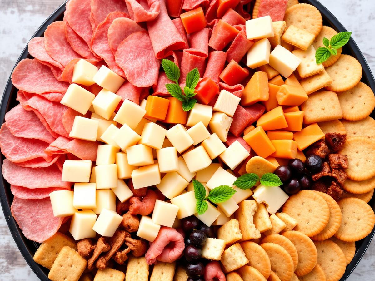 16 in. Meat, Cheese, Cracker Tray — Appetizers catering in Sioux Falls by Old Orchard